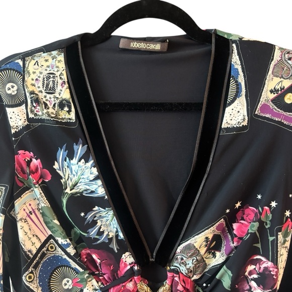 Roberto Cavalli Dresses & Skirts - Roberto Cavalli Vintage Tarot Print Deep V Dress Long Sleeve